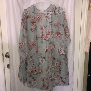 Emory Park Light Blue Floral light weight Chiffon Cardigan women’s plus